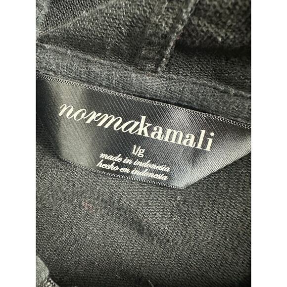 Norma Kamali Size Large Black Hooded Sweatshirt Mini Dress Zip Stylish Trendy - Picture 9 of 11